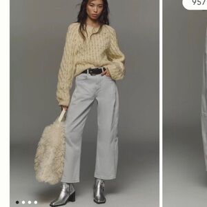 Pilcro The Kenna Mid-Rise Heritage Barrel Gray Jeans 26